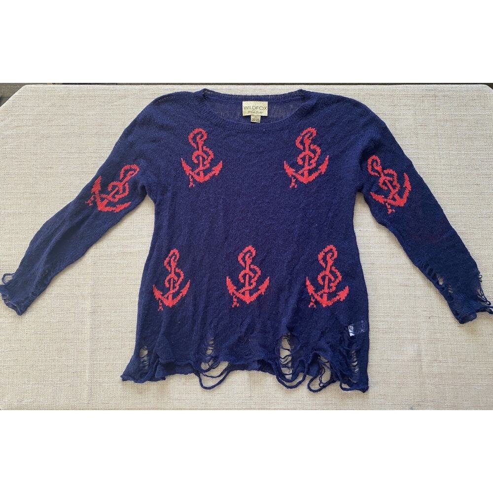 Wildfox White Label Shipwrecked Lennon Sweater Hey Sailor XS - Picture 2 of 10